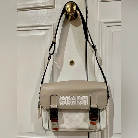 Coach Beige and Orange Messenger Bag - Picture 4 of 10